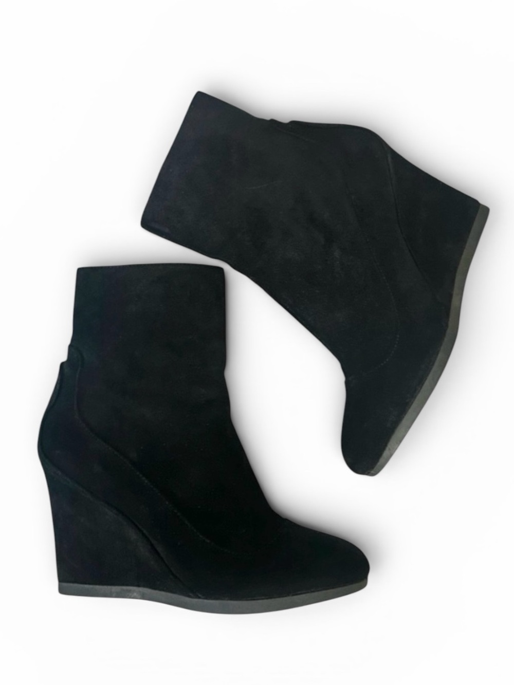Via Spiga Black Suede Forest Wedge Ankle Boots Size 8